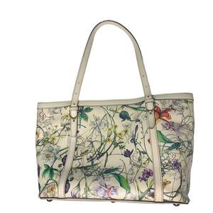 Authentic GUCCI Leather Flora Tote Bag Medium Floral Tote